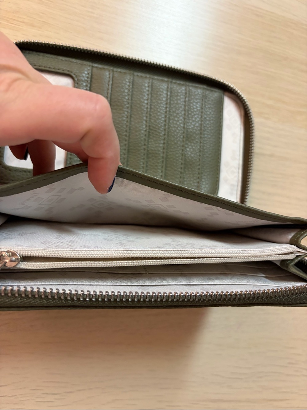 Thirty-One It’s All About the Benjamins Wallet in Olive Floral Embroidery